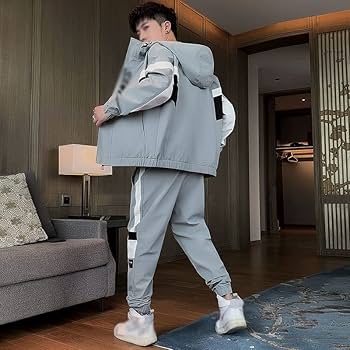 KKYKP Autumn Tracksuit Men Hooded Sweat Suits 2 Piece Set